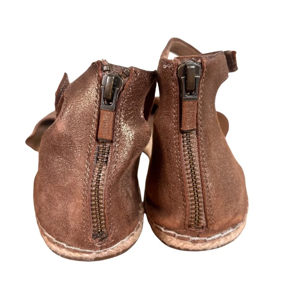 Eileen Fisher Womens Metallic Bronze Leather Ankle Strap Espadrille Sandals 11